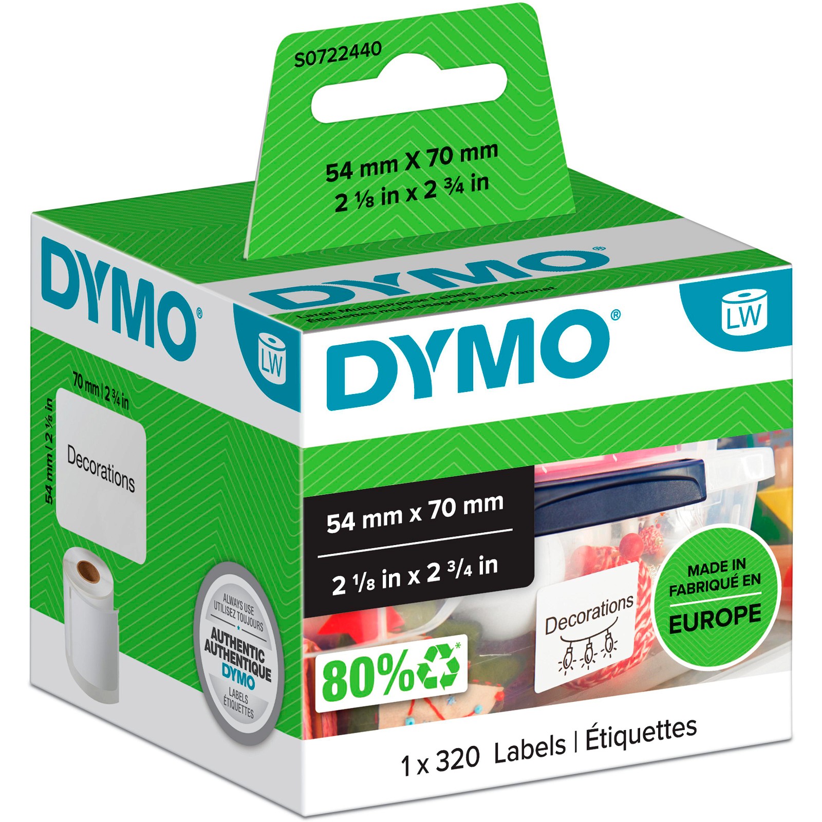 Dymo LabelWriter multi etiketter 54x70mm
