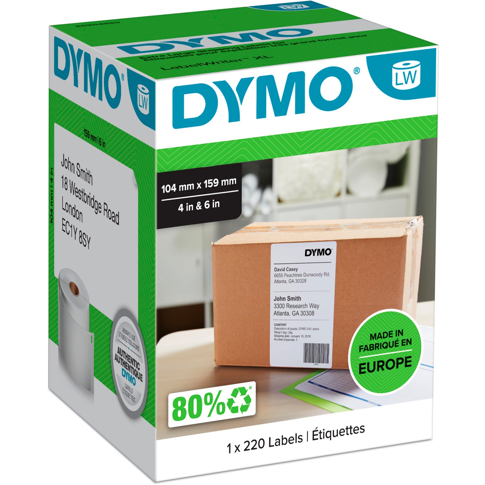 Dymo LabelWriter shipping-etiketter 104x159mm hvid