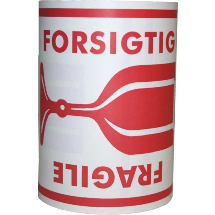 Etiketter 'forsigtig glas' 148x210mm 250stk