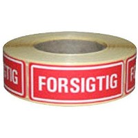 Etiket 'FORSIGTIG' 24x66mm rød 500stk