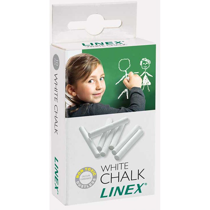 Linex kridt hvid støvfri Pakke med 10 stk.