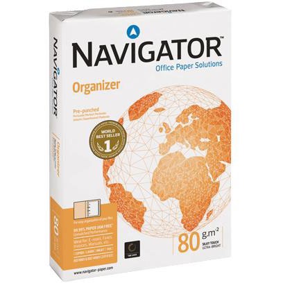 Kopipapir hvid 80g A4 (500) Navigator Organizer m/4 huller