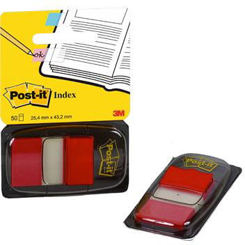 Post-it indexfane i rød sampak