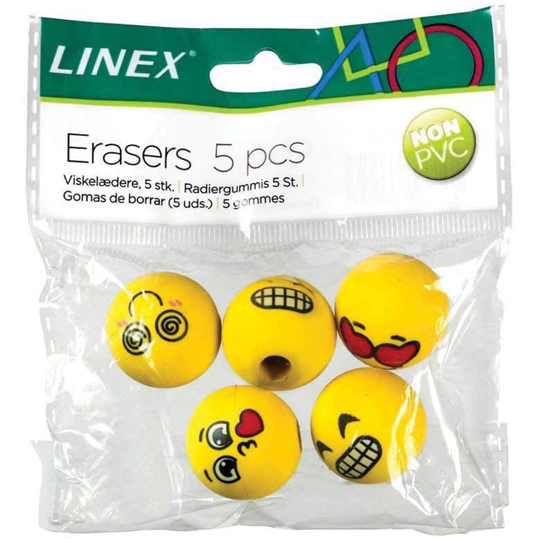 Linex emoji-viskelæder 5 stk
