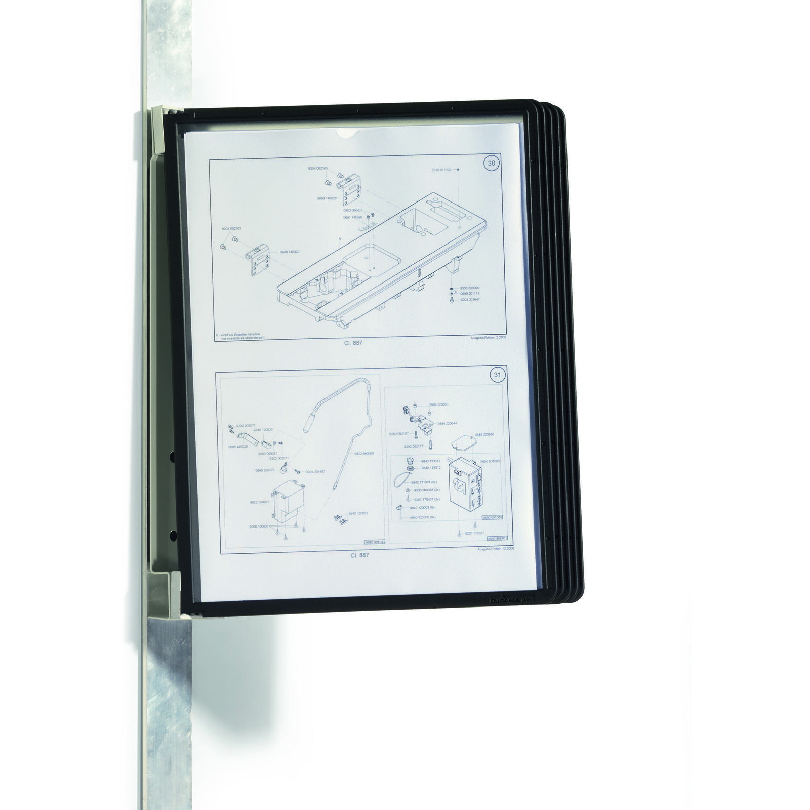 Durable VARIO MAGNET vægmodel i A4 med 5 lommer i farven sort