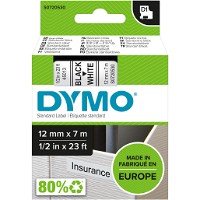 Dymo D1 45013 tape 12mm sort/hvid