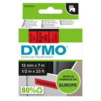 Dymo D1 45017 tape 12mm sort/rød