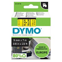 Dymo D1 40918 tape 9mm sort/gul