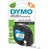 Dymo Letratag plasttape 12mmx4m sort/hvid