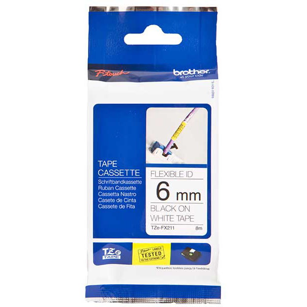 Brother TZEFX FLEX tape 6mm sort/hvid