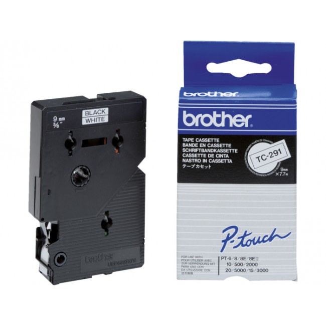 Brother tape tx-211 6mm t/PC-PT7000-PT8000 sort tekst på hvid tape