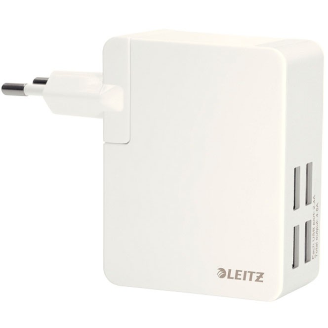 Leitz rejseoplader 4 USB-porte hvid