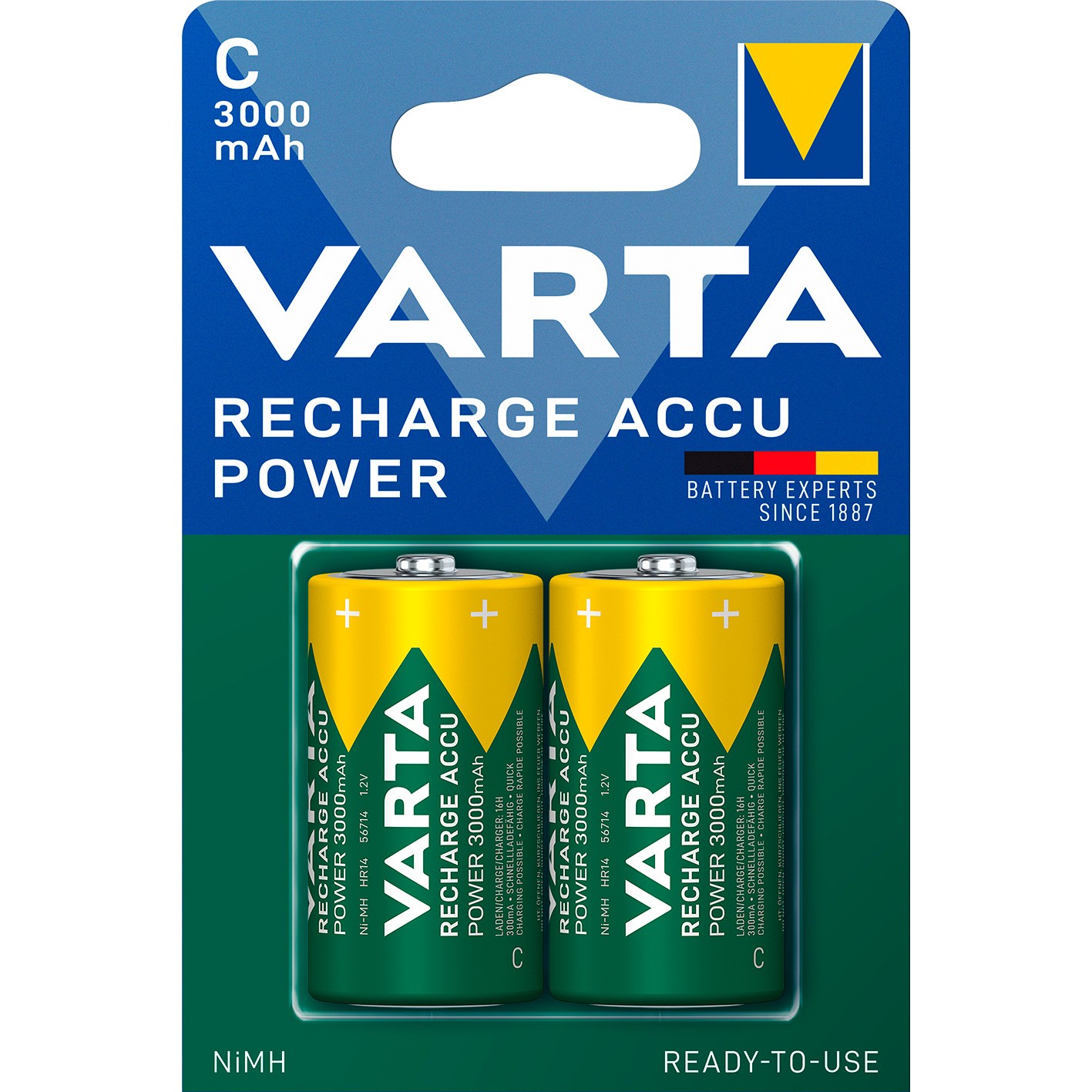VARTA genopladelige C-batterier HR14 3000 mAh 2 stk