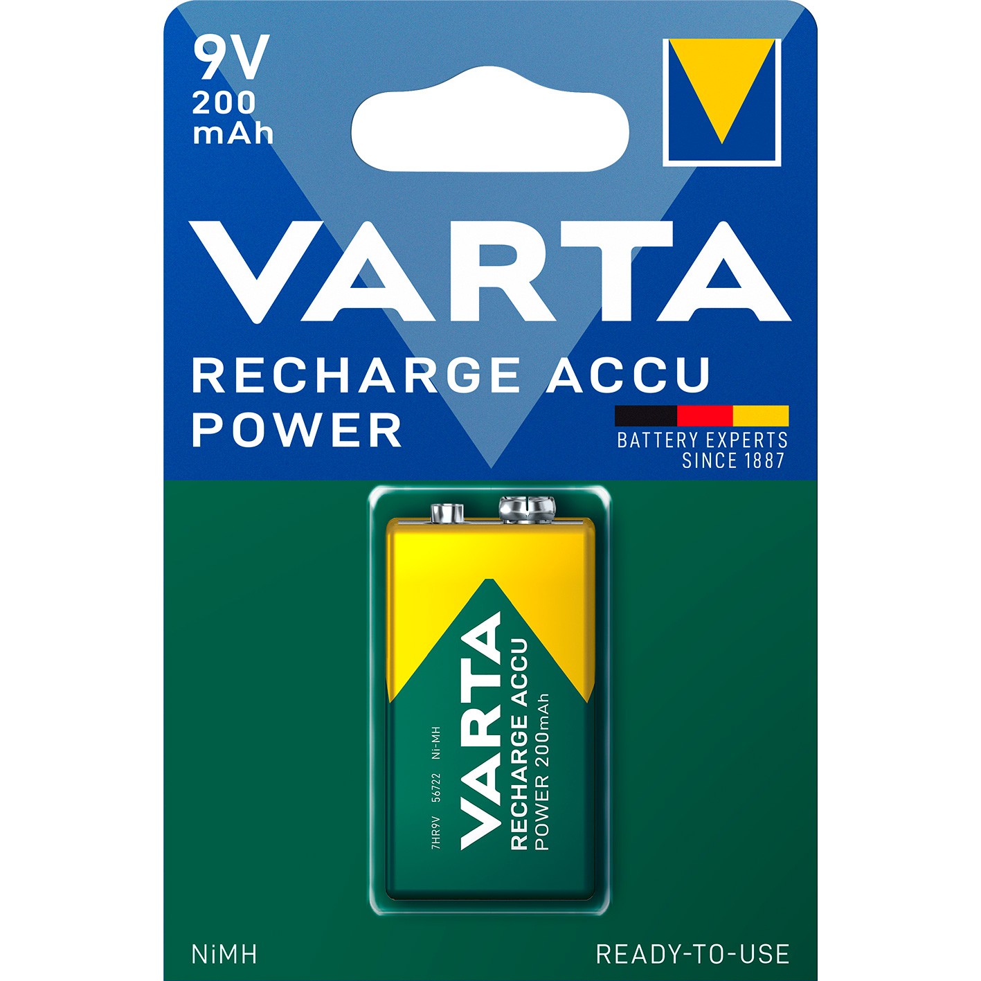 VARTA genopladeligt 9V-batteri 200 mAh 1 stk