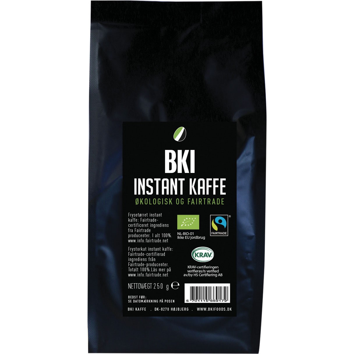 BKI Instant økologisk kaffe 250g 10 stk