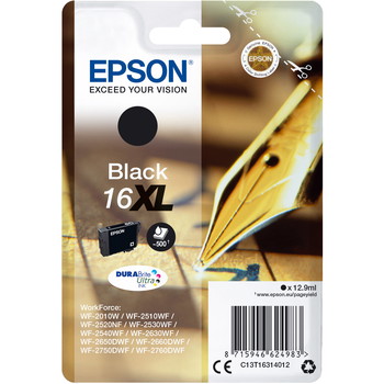 Epson 16XL C13T16314012 Sort Blækpatron, 500 sider