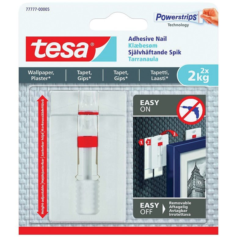 Tesa® justerbare klæbesøm til tapet og gips 2 stk (2 kg)