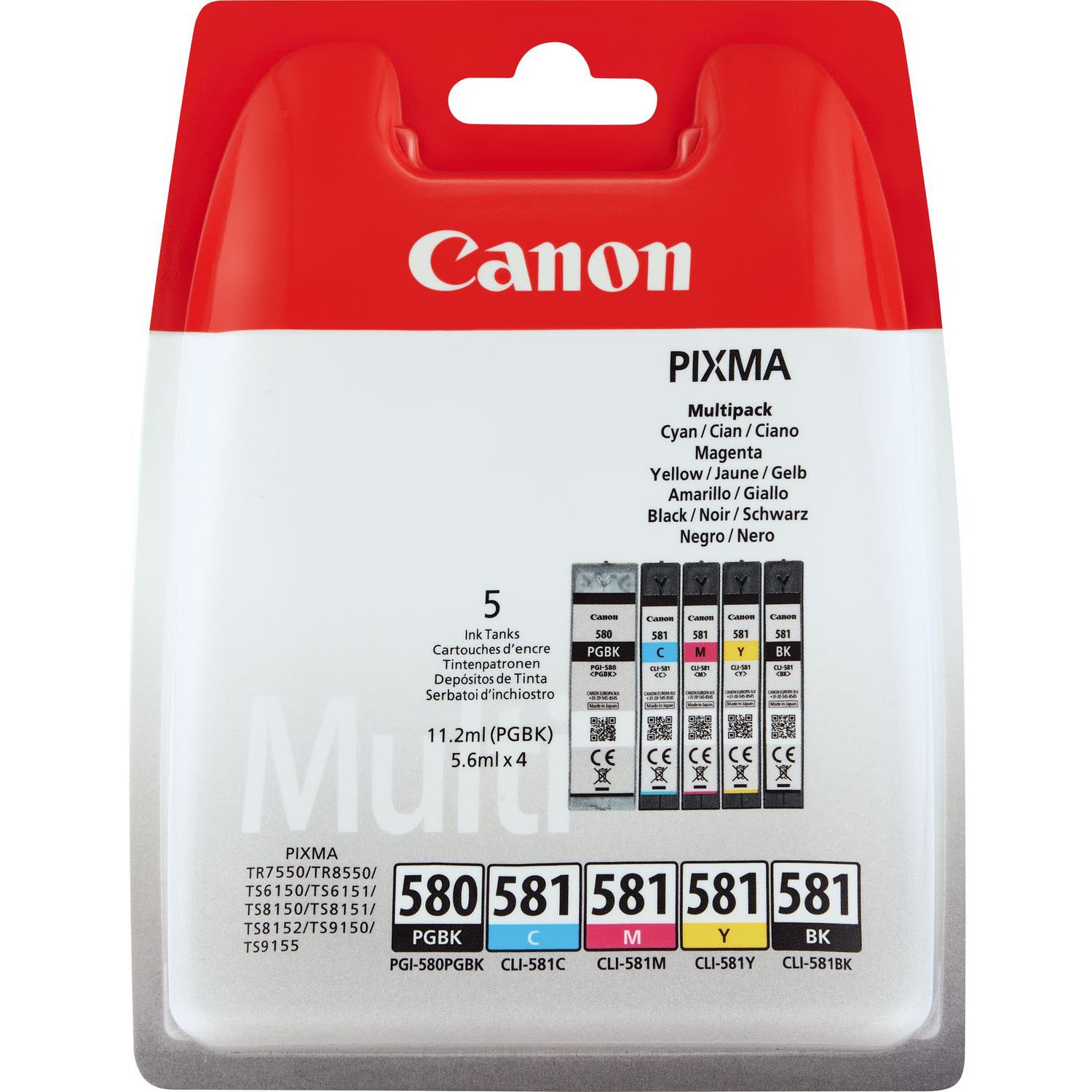 Canon PGI-580 / CLI-581 2078C005 CMYKPK Blækpatron, 750 sider