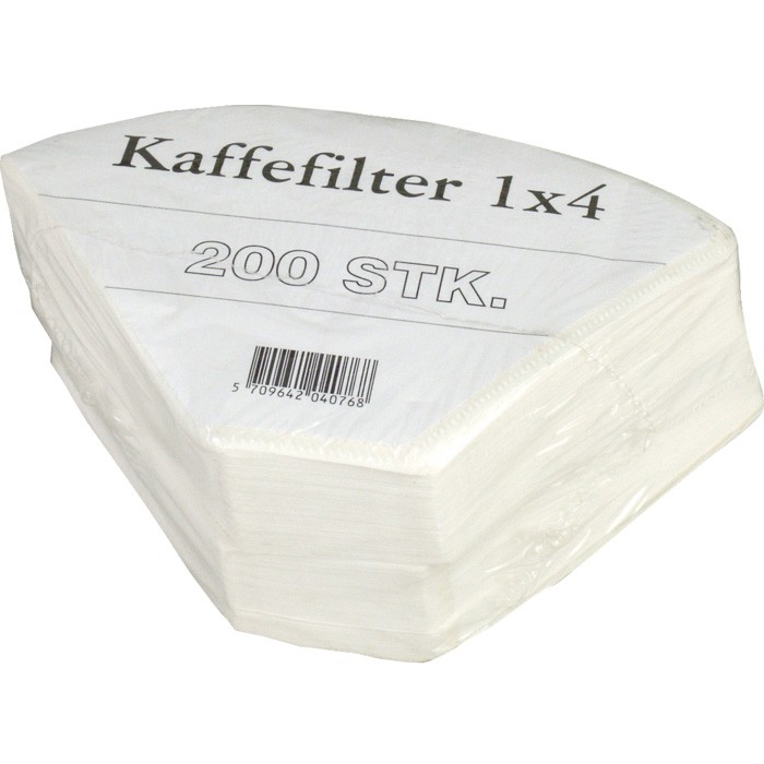 Kaffefiltre 1x4 hvid 200 stk
