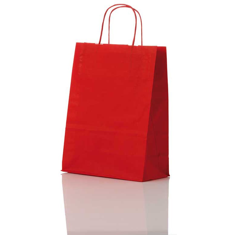 Bærepose papir rød 32x15x42 cm (pk a 100 stk)