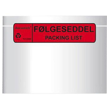 Følgeseddellomme C5 225x165mm 1000stk
