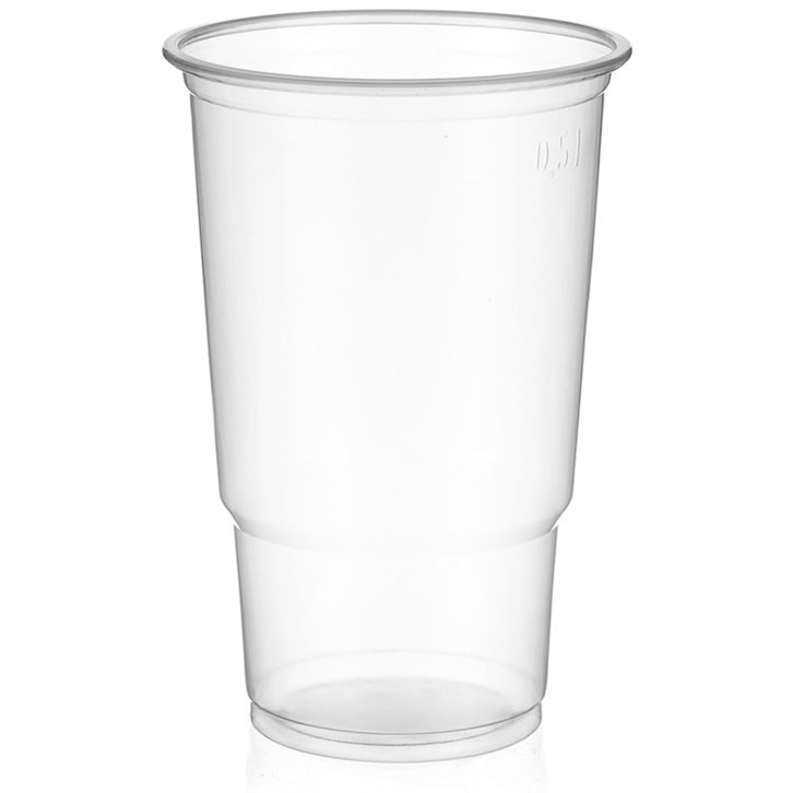 Plastglas 50 cl blød, klar (50 stk) splintfri m/riller