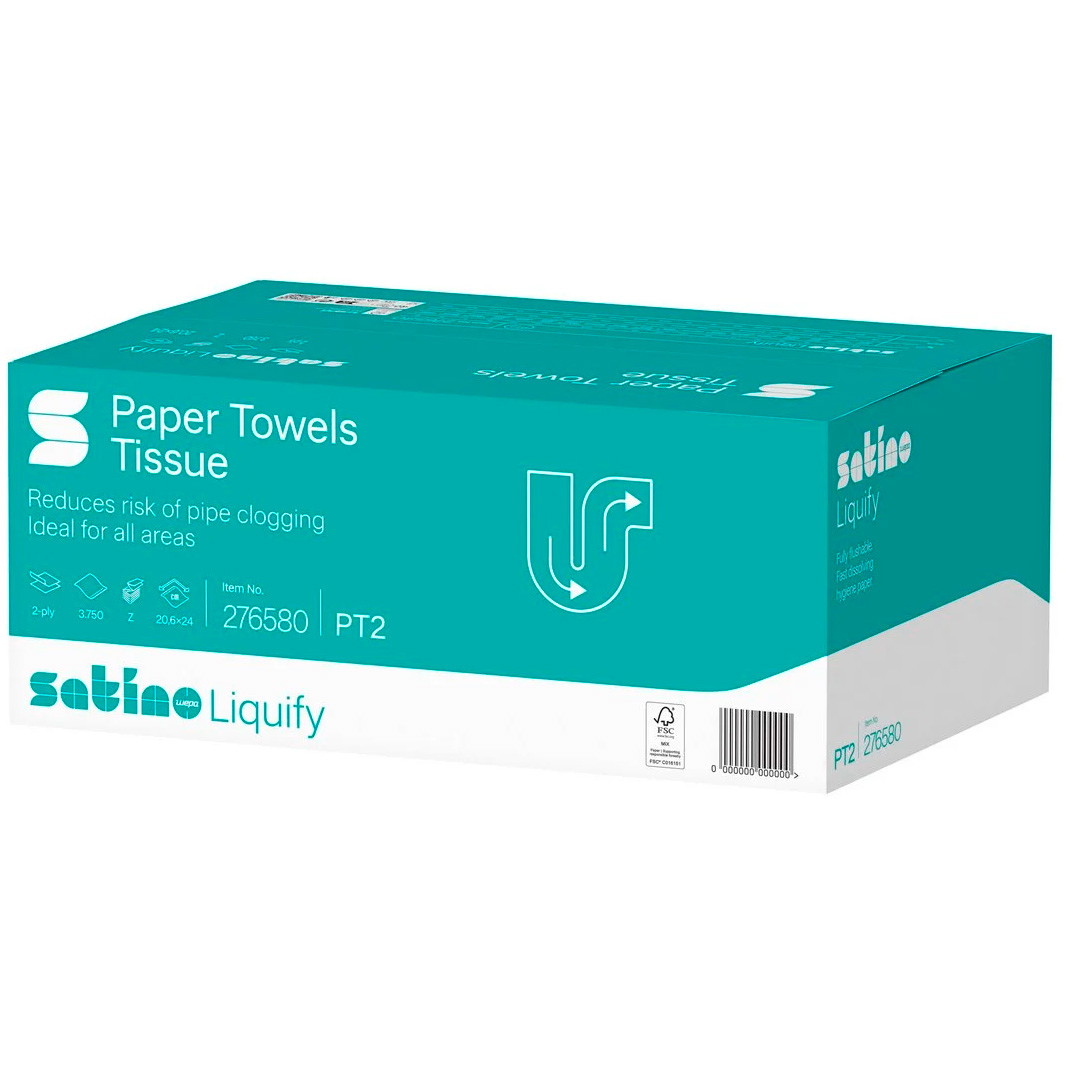 Satino Liquify håndklædeark PT2 2-lags 20,6x24cm 25x150ark