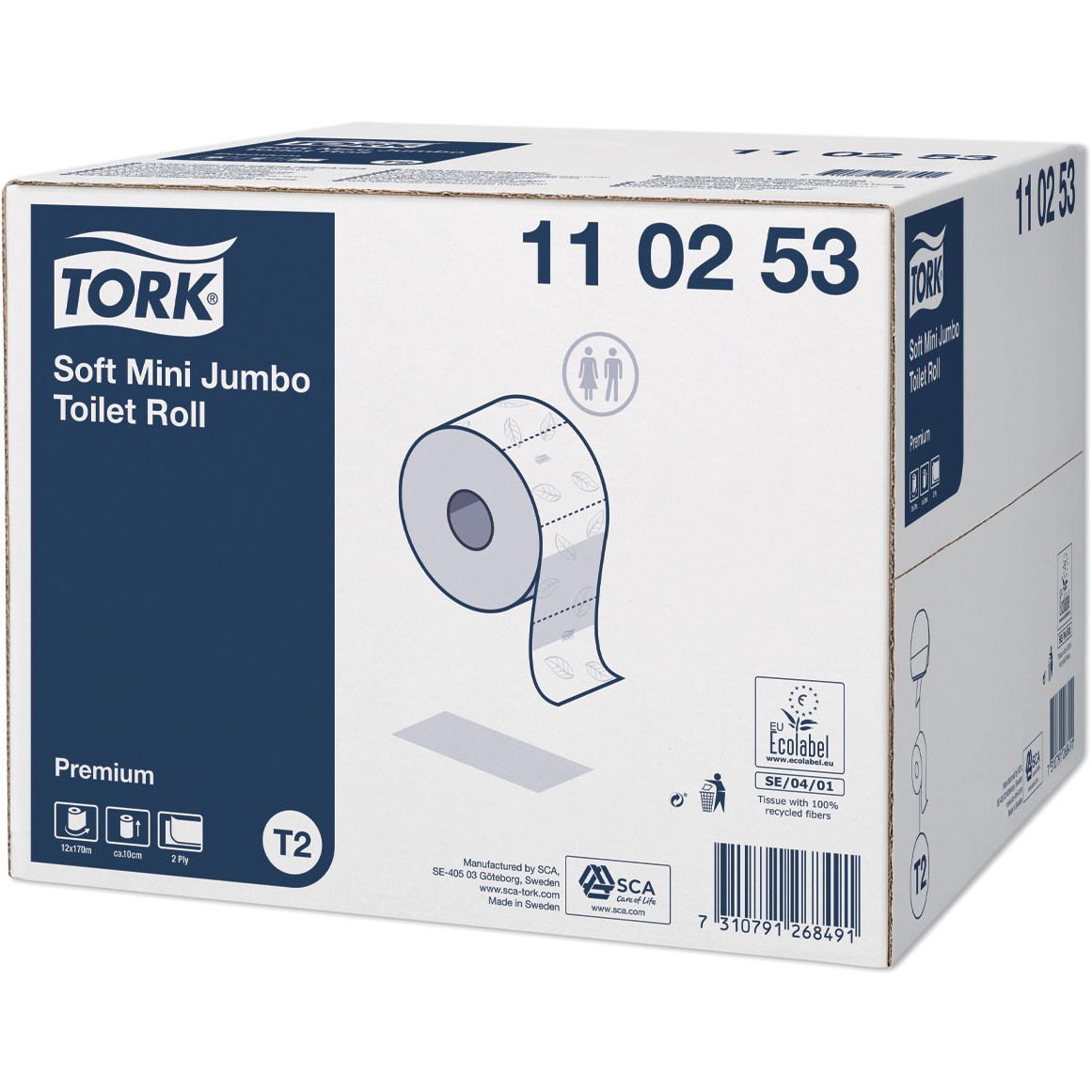 Tork Premium T2 Jumbo Mini 2-lags toiletpapir 12 ruller