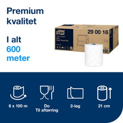 Tork 290016 Matic Soft H1 håndklæderulle hvid 6ruller