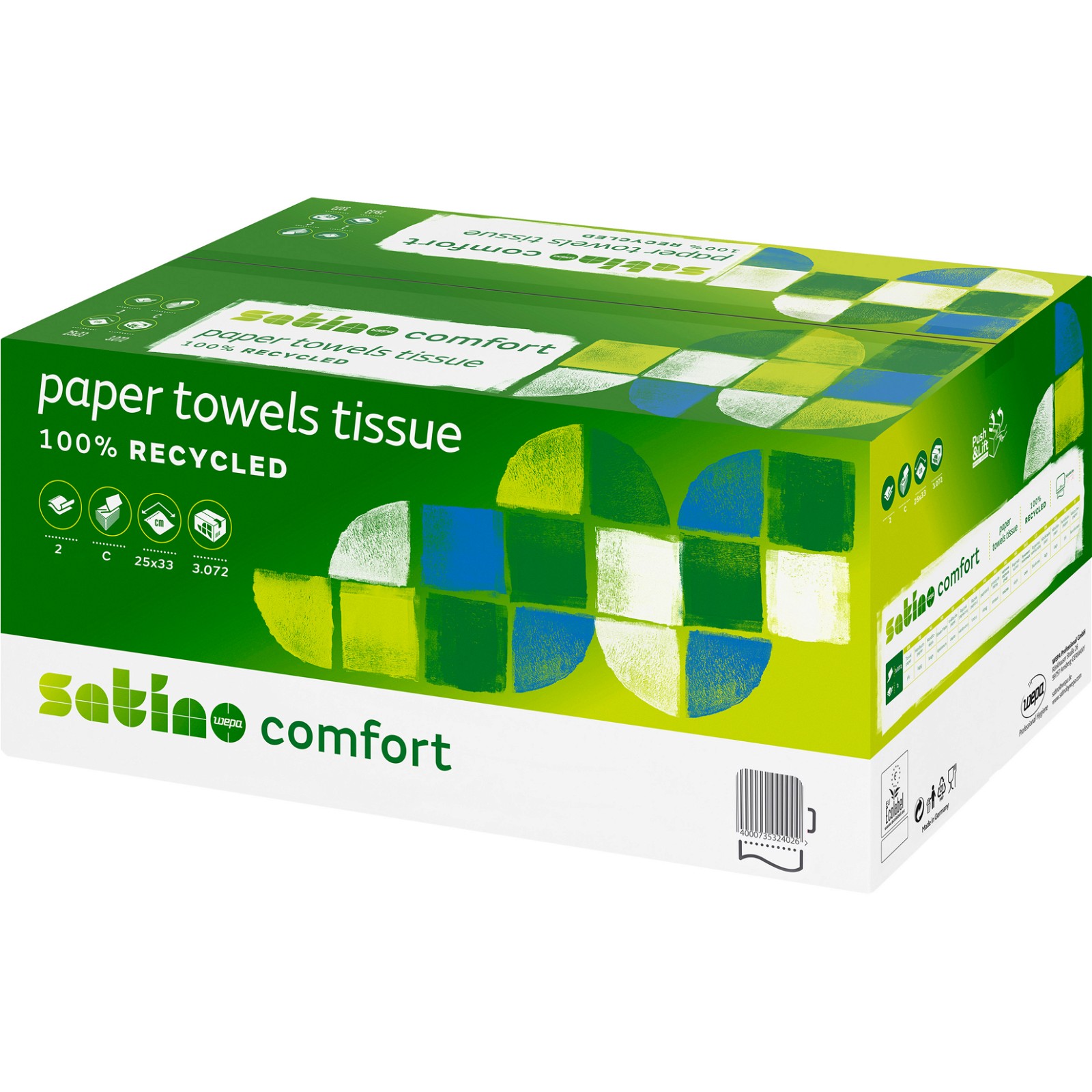 Satino Comfort håndklædeark 2-lag C-fold 24 pk x 128 ark 