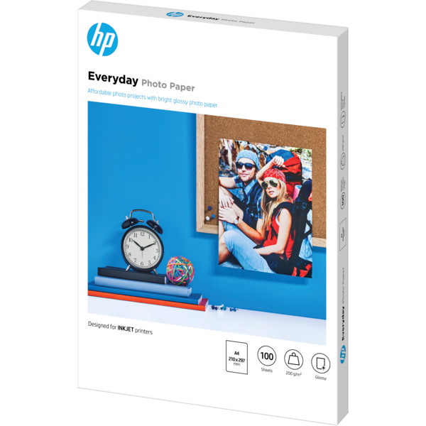 HP fotopapir 200g A4 glossy hvid 100ark