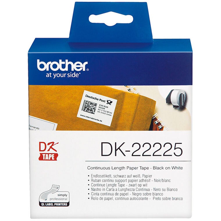 Forbindelse Fremkald Sprængstoffer BROTHER DK22225 endless label paper - Daarbak Redoffice A/S