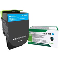Lexmark 71B2HC0 Cyan Lasertoner, 3.500 sider