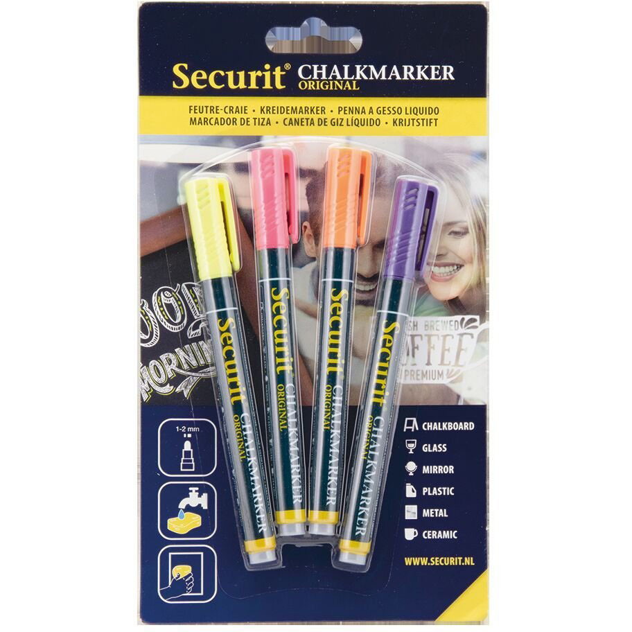 Securit kridtmarker 1-2mm 4 farver