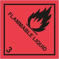 Fareetiket 'FLAMMABLE LIQUID' 100x100mm rød 250stk