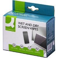 Q-connect våd/tør servietter til skærme 20 stk