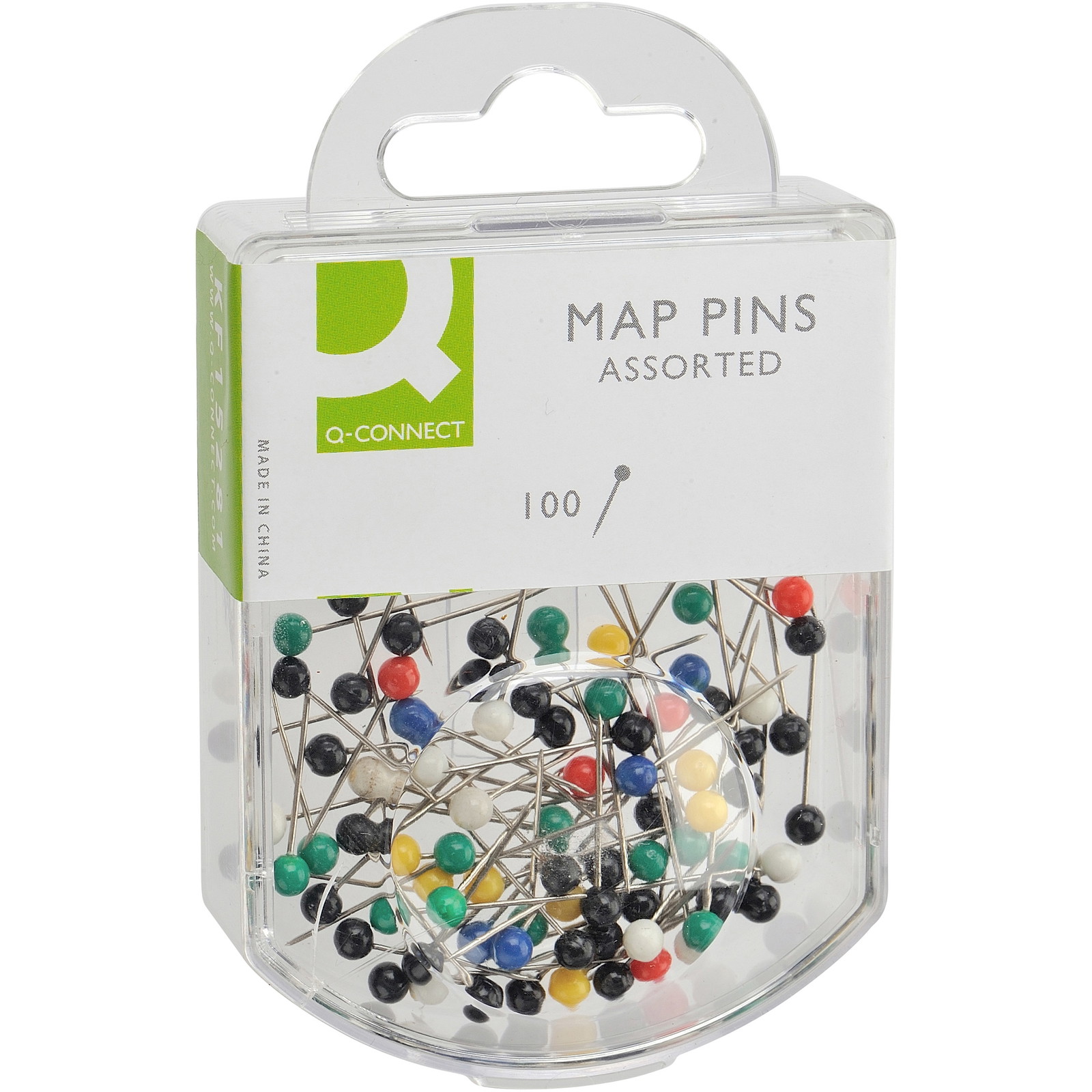 Q-connect kortnåle assorterede farver 100 stk