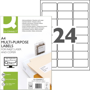 Q-connect multietiketter A4 33,9x63,5mm hvid