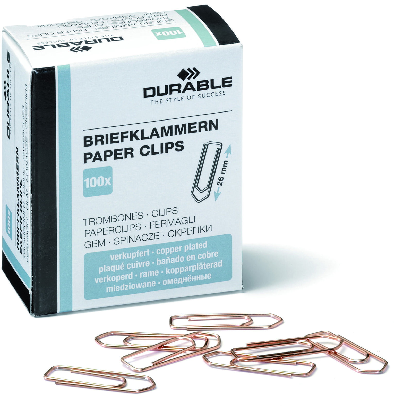 20 x Durable 26 mm clips kobber 100 stk