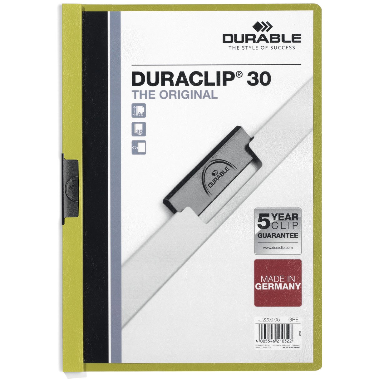 Durable Duraclip® 30 A4 klemmappe grøn