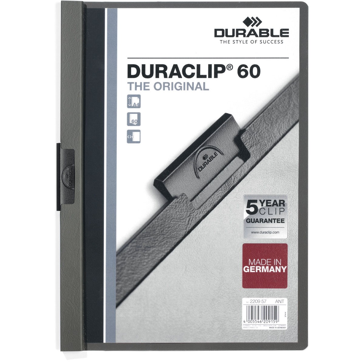 Durable Duraclip® 60 A4 klemmappe antracitgrå