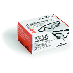 Durable halssnor med yoyo + krog 44x1cm sort 10stk