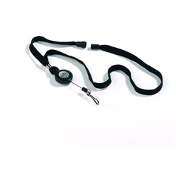 Durable halssnor med yoyo + krog 44x1cm sort 10stk