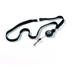 Durable halssnor med yoyo + krog 44x1cm sort 10stk