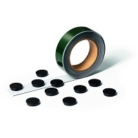 Durable magnetbånd m/magneter 35mm x 5m + 10 stk Ø30mm