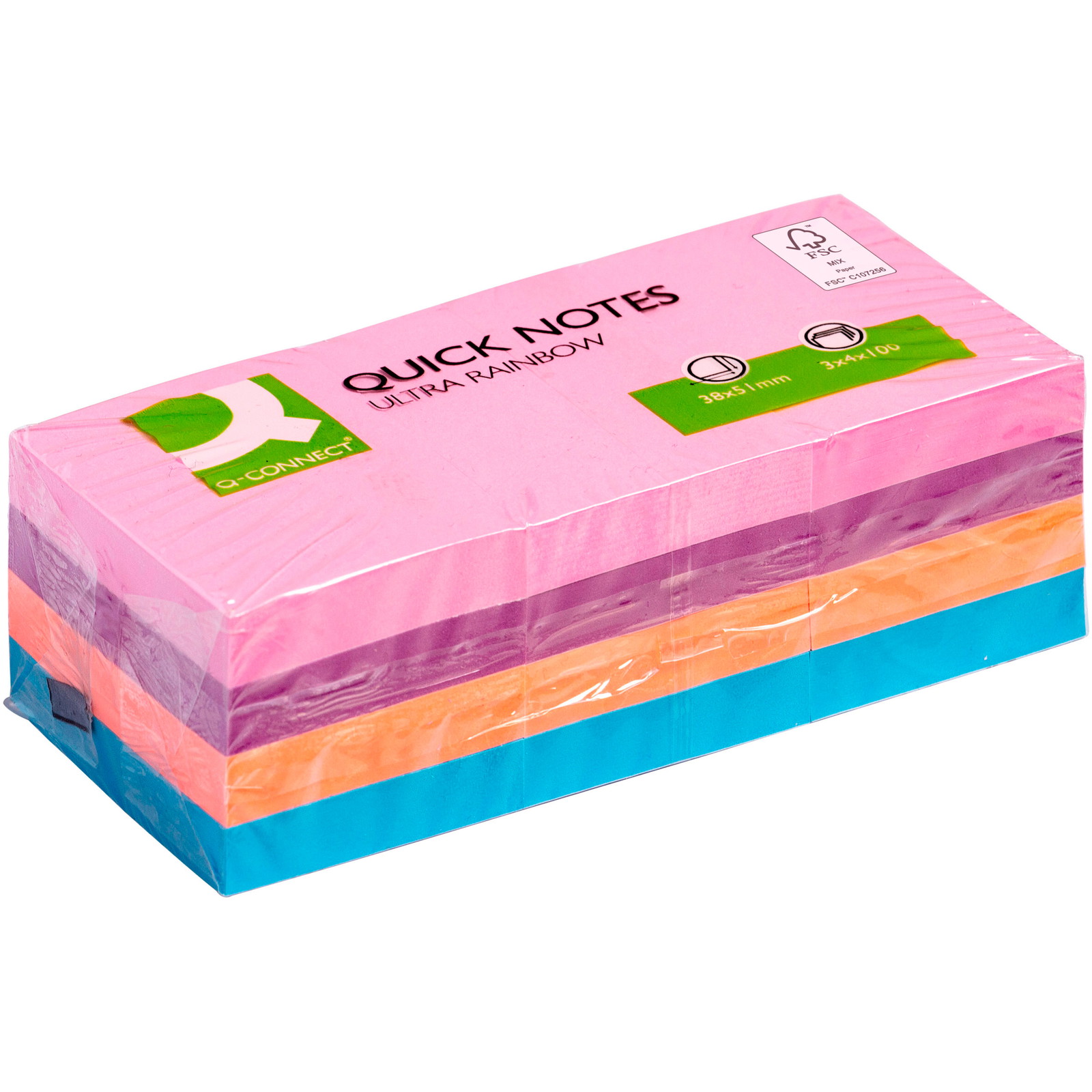Q-connect notesblok 38x51mm Ultra Rainbow