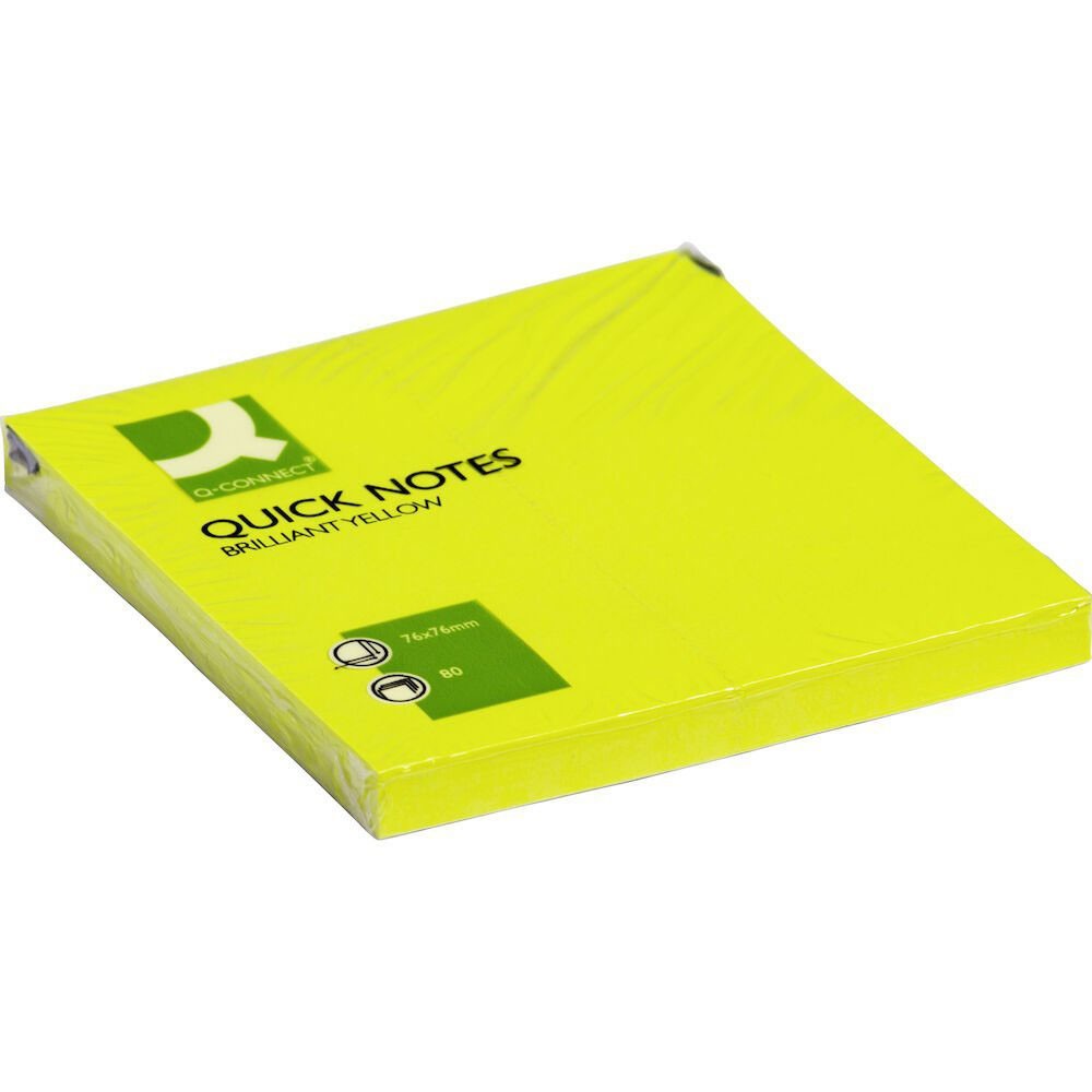 Q-connect 76 x 76 mm notes i neon gul