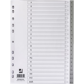 Q-connect register A4 inddelt A-Å grå