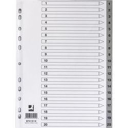 Q-connect register A4 20 tabs grå