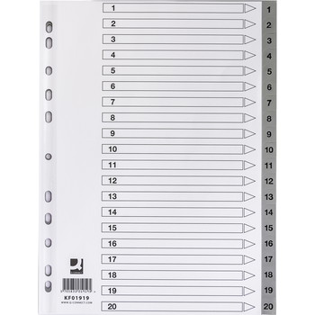 Q-connect register A4 20 tabs grå